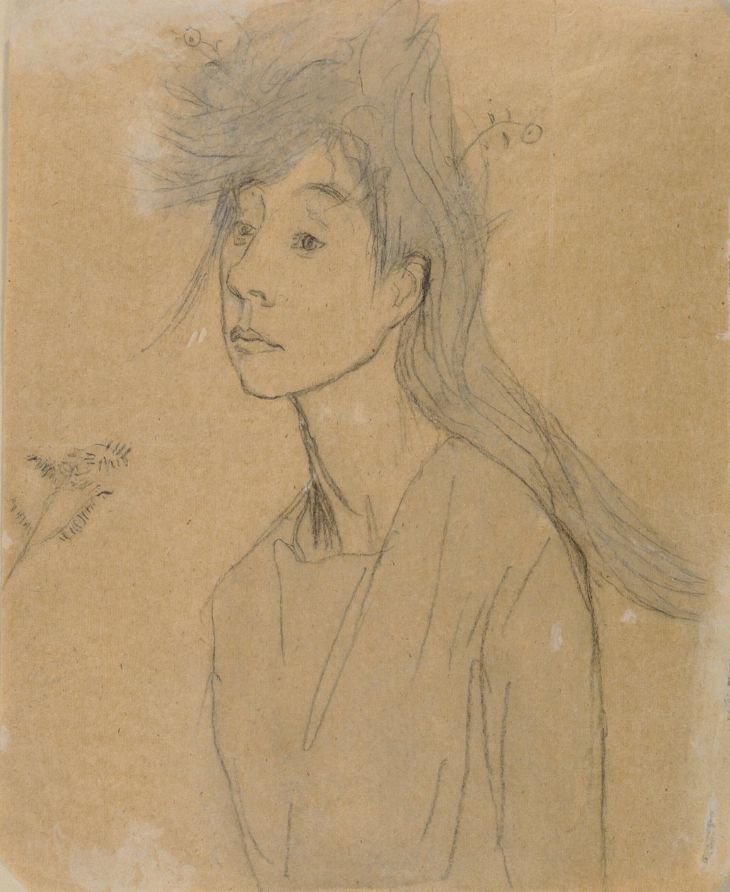 Ofelia: Portret Imagine, ok. 1910 (kreda i pranie na papierze) autorstwa Gwen John