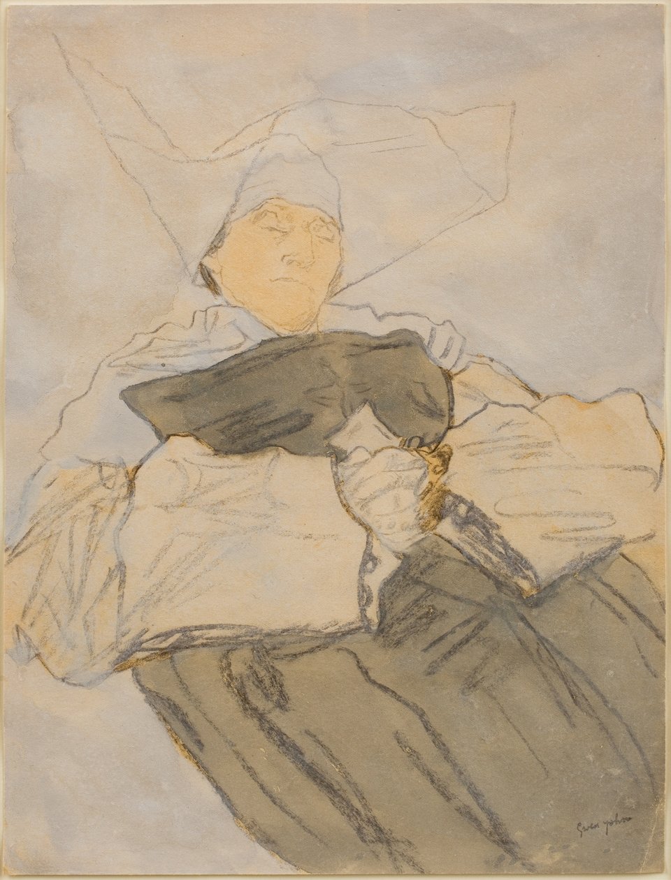 Śpiąca zakonnica, ok. 1916-18 (węgiel, akwarela i gwasz) autorstwa Gwen John