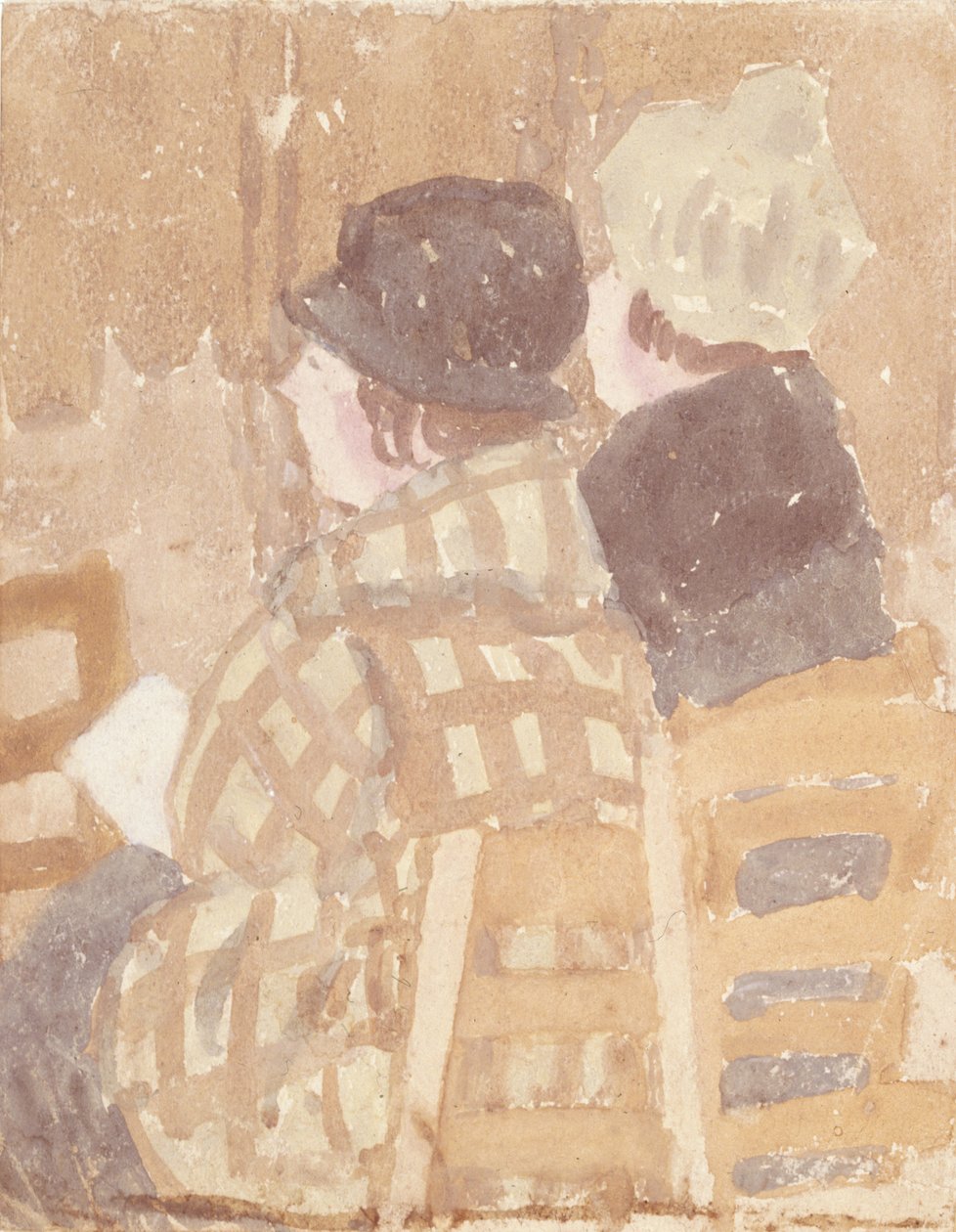 Dwie kobiety siedzące w kościele (akwarela na papierze) autorstwa Gwen John