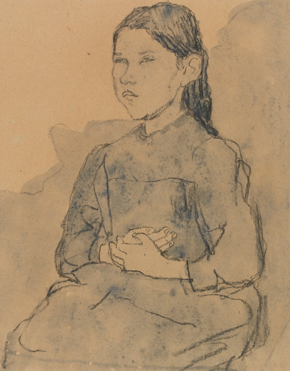 Młoda dziewczyna: Marie Hamonet, ok. 1918 (węgiel i błękit na papierze) autorstwa Gwen John