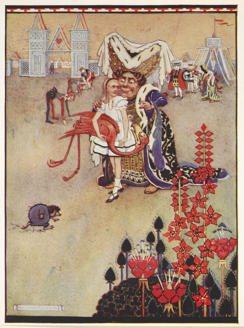 Alice i księżna podczas gry w krokieta autorstwa Gwynedd M. Hudson