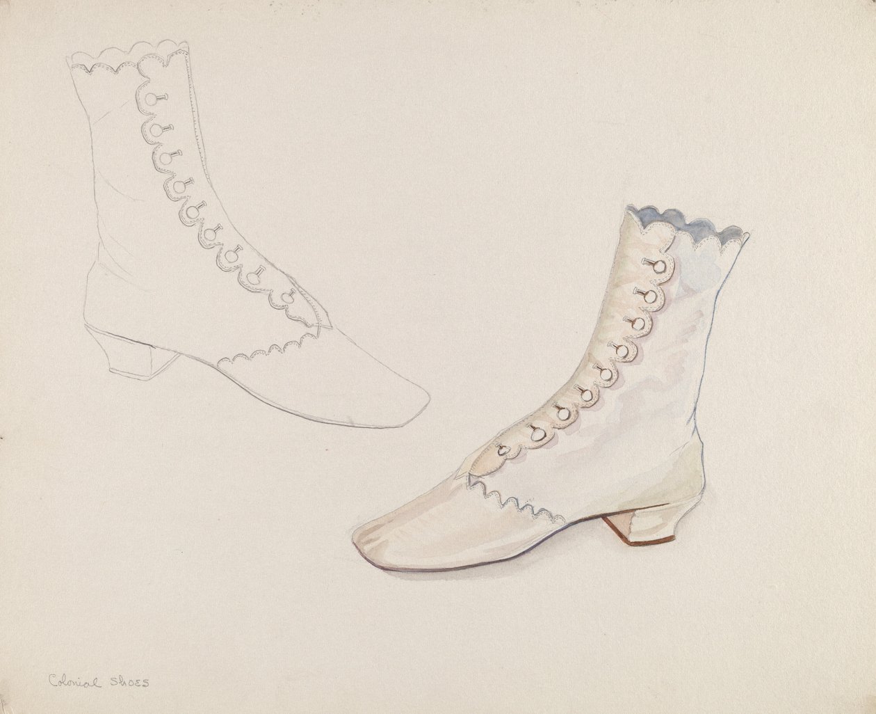 Buty ślubne Quaker, c. 1936. autorstwa Gwyneth King