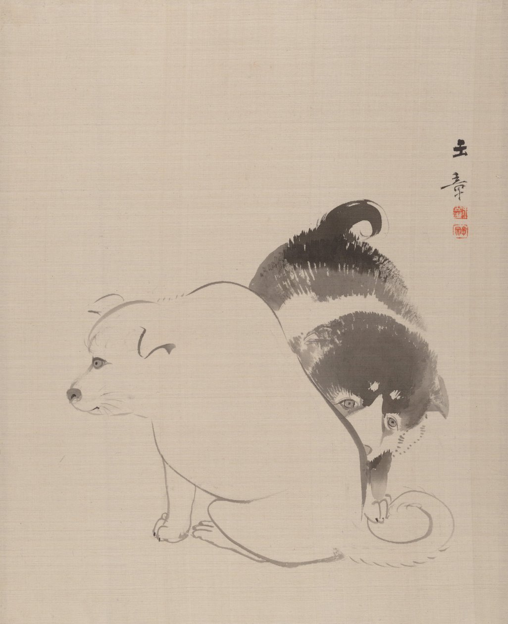 Para szczeniąt, 1868. autorstwa Gyokusho Kawabata