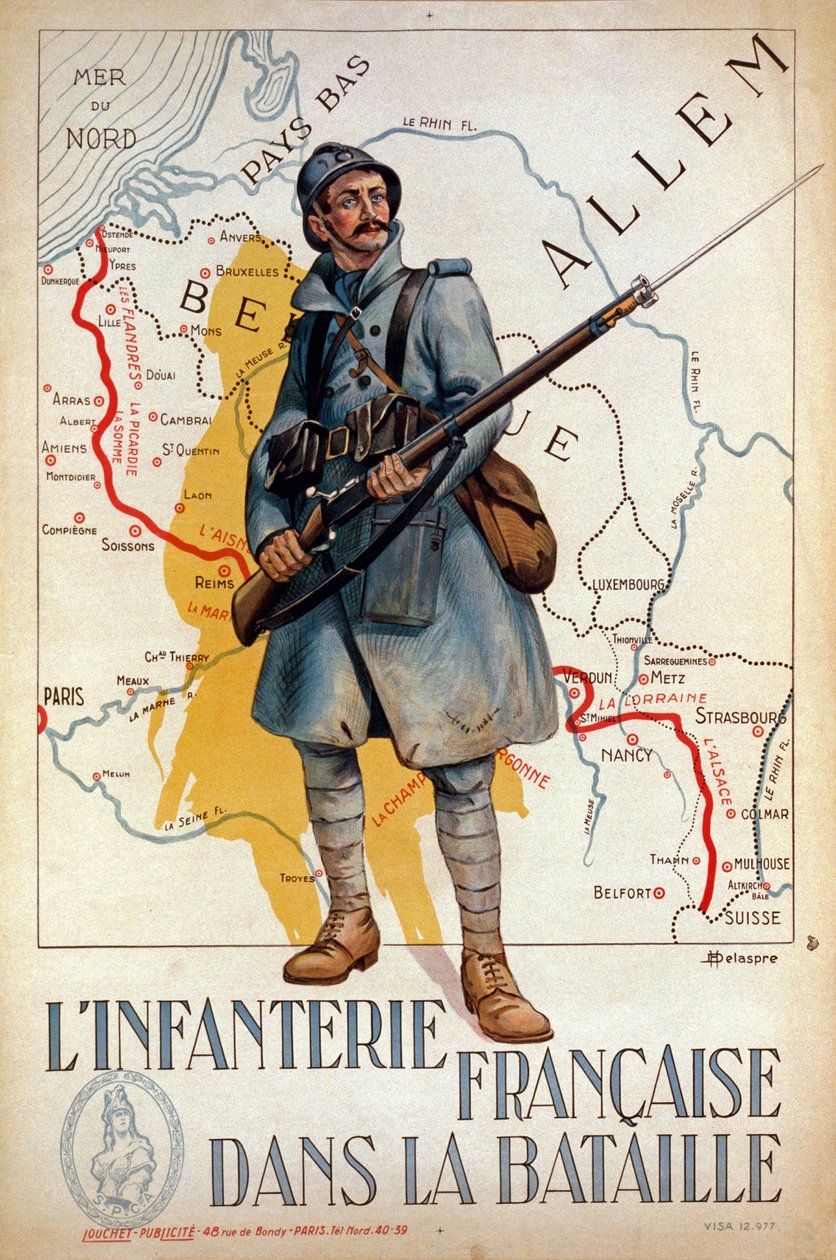 Piechota francuska w bitwie, 1917 autorstwa H. Delaspre