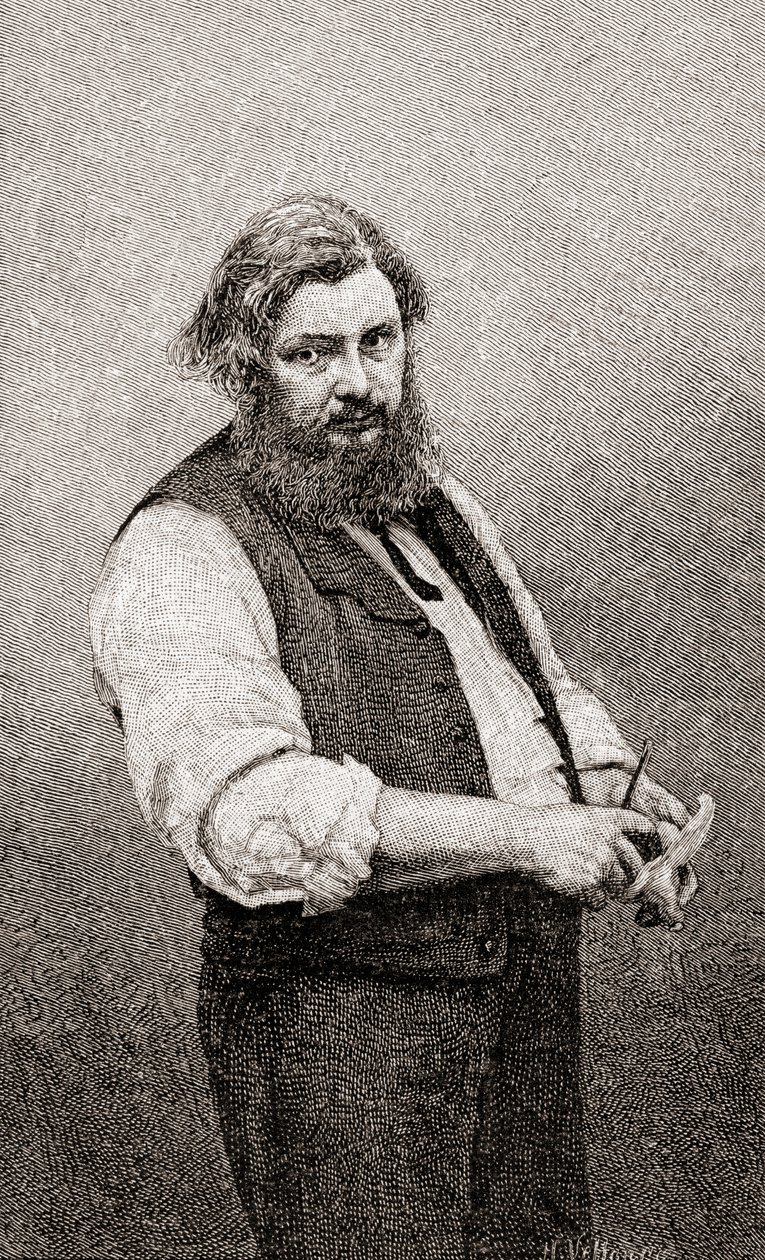 Jean Désiré Gustave Courbet, z miesięcznika The Century Illustrated, opublikowanego 1884 (drewno) autorstwa H. Velten