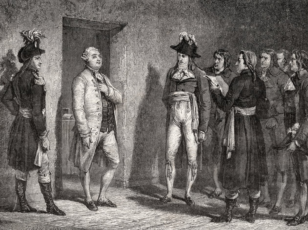 Joseph Garat (1749-1833) ogłasza aresztowanie króla Ludwika XVI (1754-93) autorstwa H. de la Charlerie