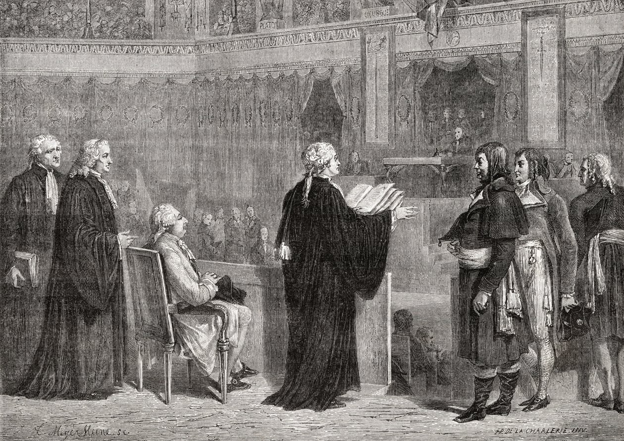 Król Ludwik XVI (1754-93) przed Konwencją, 26 września 1792 r. autorstwa H. de la Charlerie