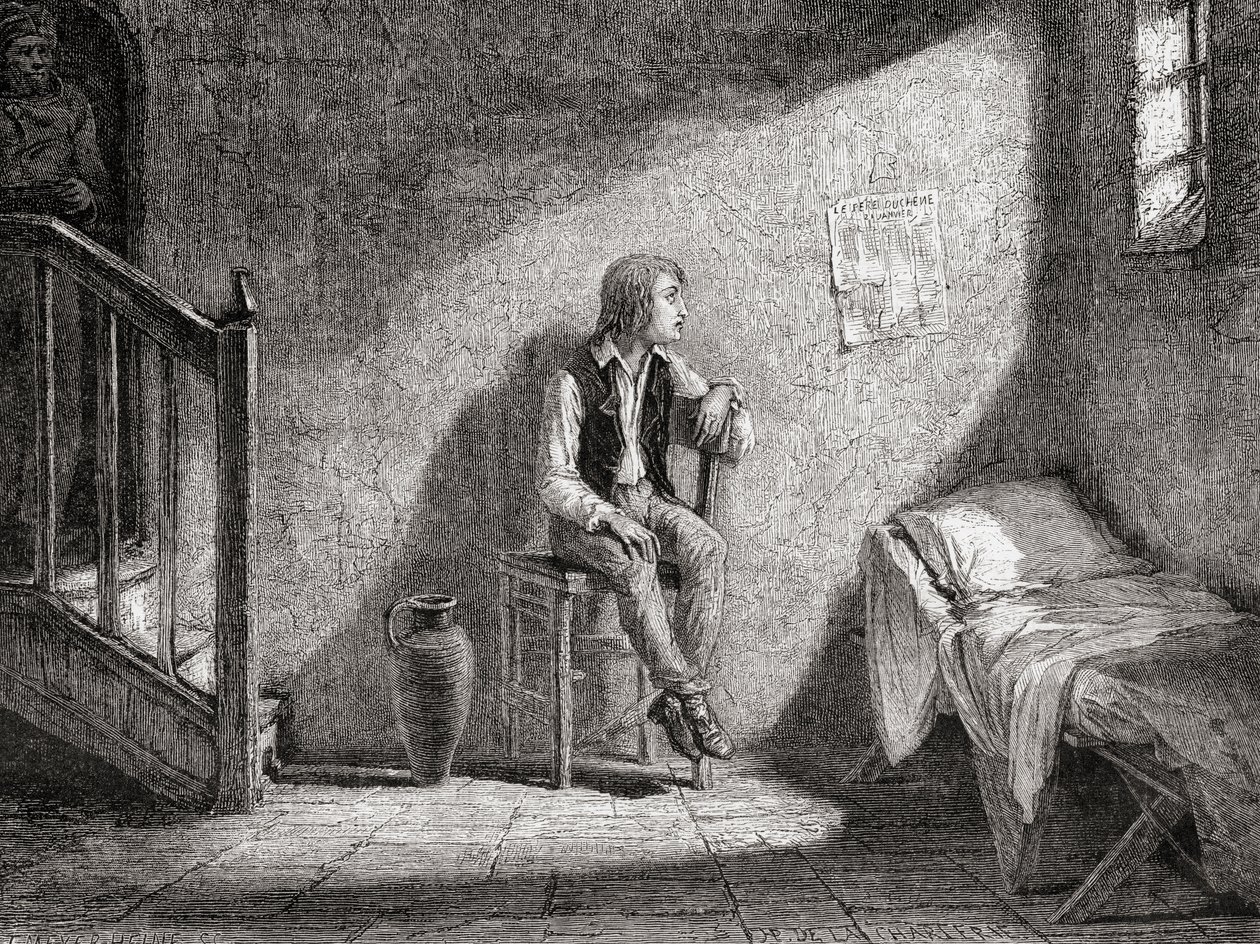 Delfin w niewoli w 1792 r., rytowany przez Theodora Meyera-Heine autorstwa H. de la Charlerie