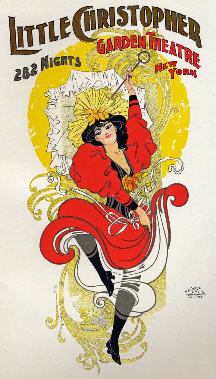 Zabawa. Taniec. Tancerka z Kankanu. Plakat autorstwa H.A. Thomas na spektakl w Little Christopher Theatre, Nowy Jork, USA, c.1895 (plakat) autorstwa H.A. Thomas