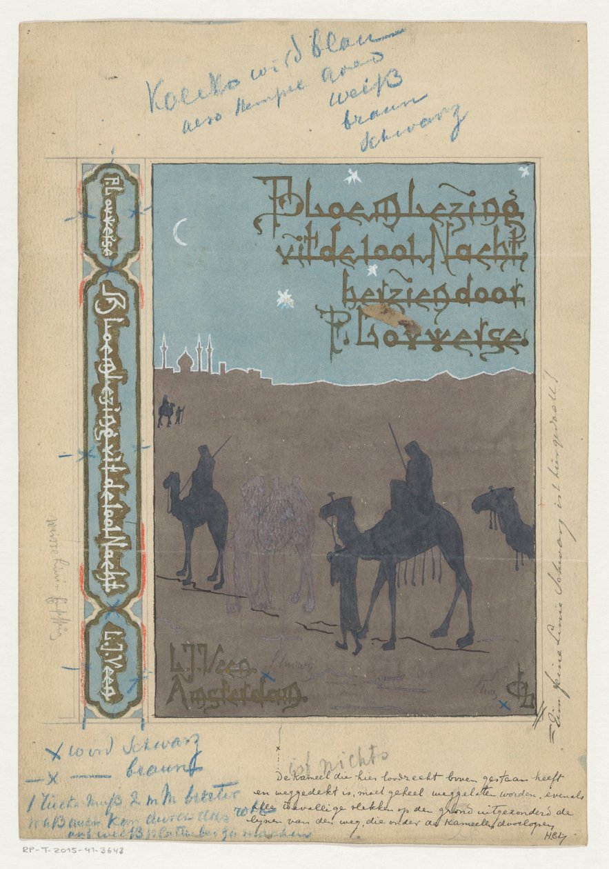 Projekt zespołu dla: Pieter Louwerse, Antologia z tysiąca i jednej nocy, 1910 autorstwa H.C. Louwerse (signed by artist)