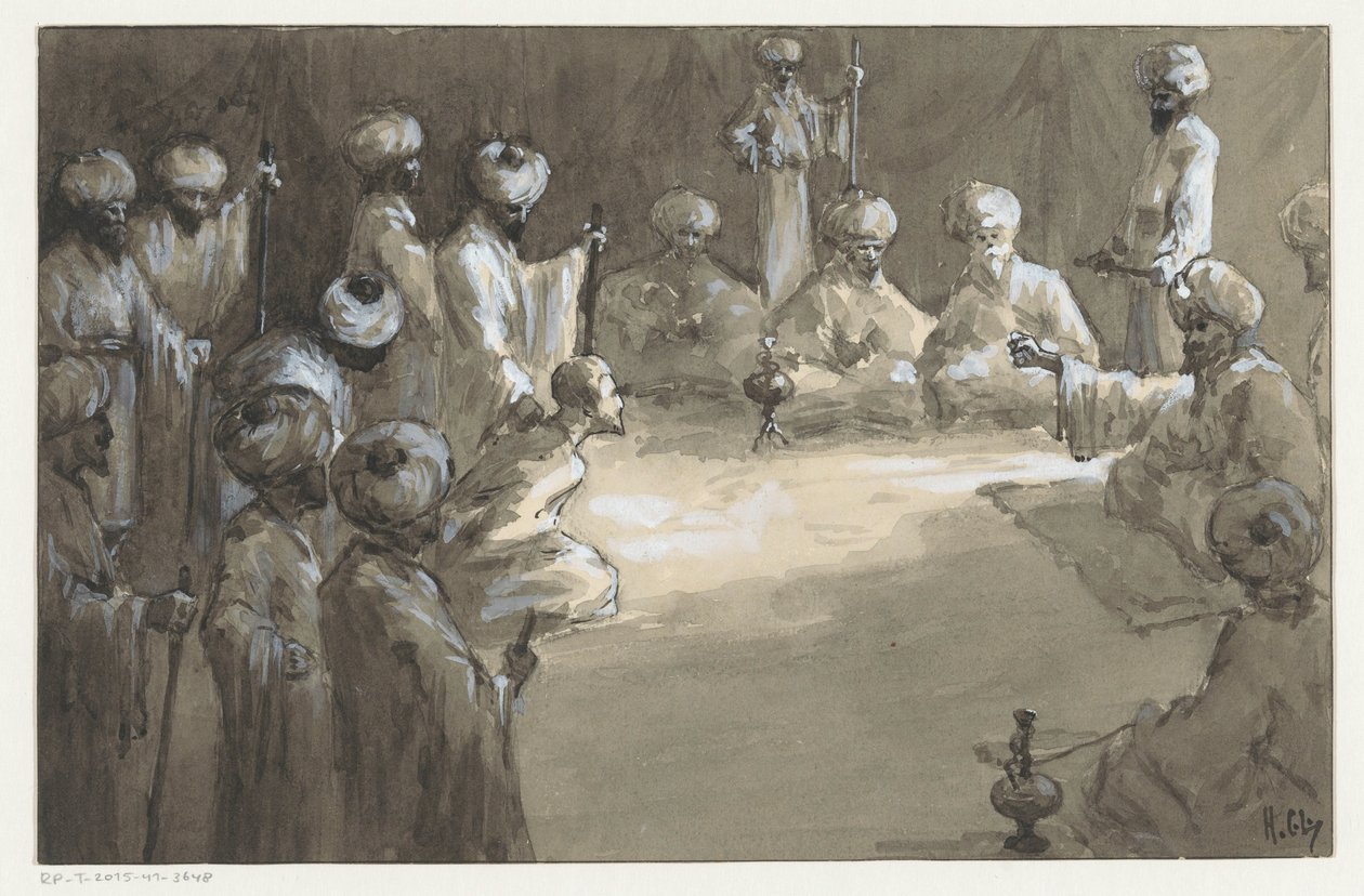 Zebranie mężczyzn autorstwa H.C. Louwerse (signed by artist)