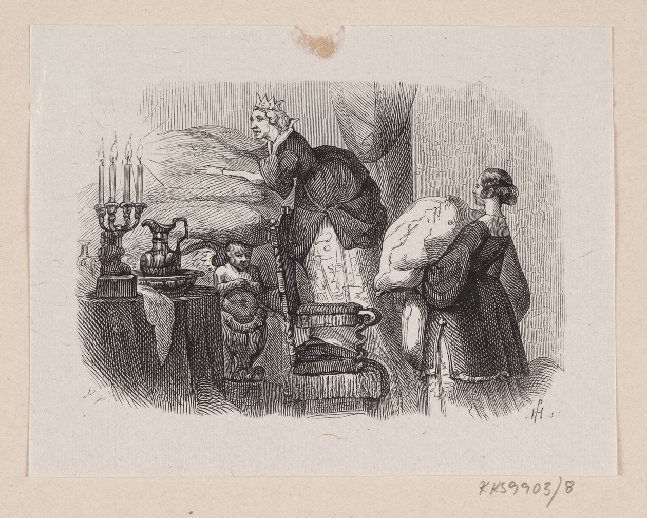 Ilustracja do „Księżniczki na ziarnku grochu” w H.C. Andersen, „Baśnie i historie”, tom 1 autorstwa H.P. Hansen
