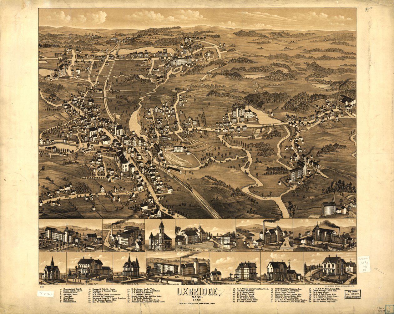 Uxbridge, Mass. 1880. autorstwa H. Beck and Pauli Bigelow