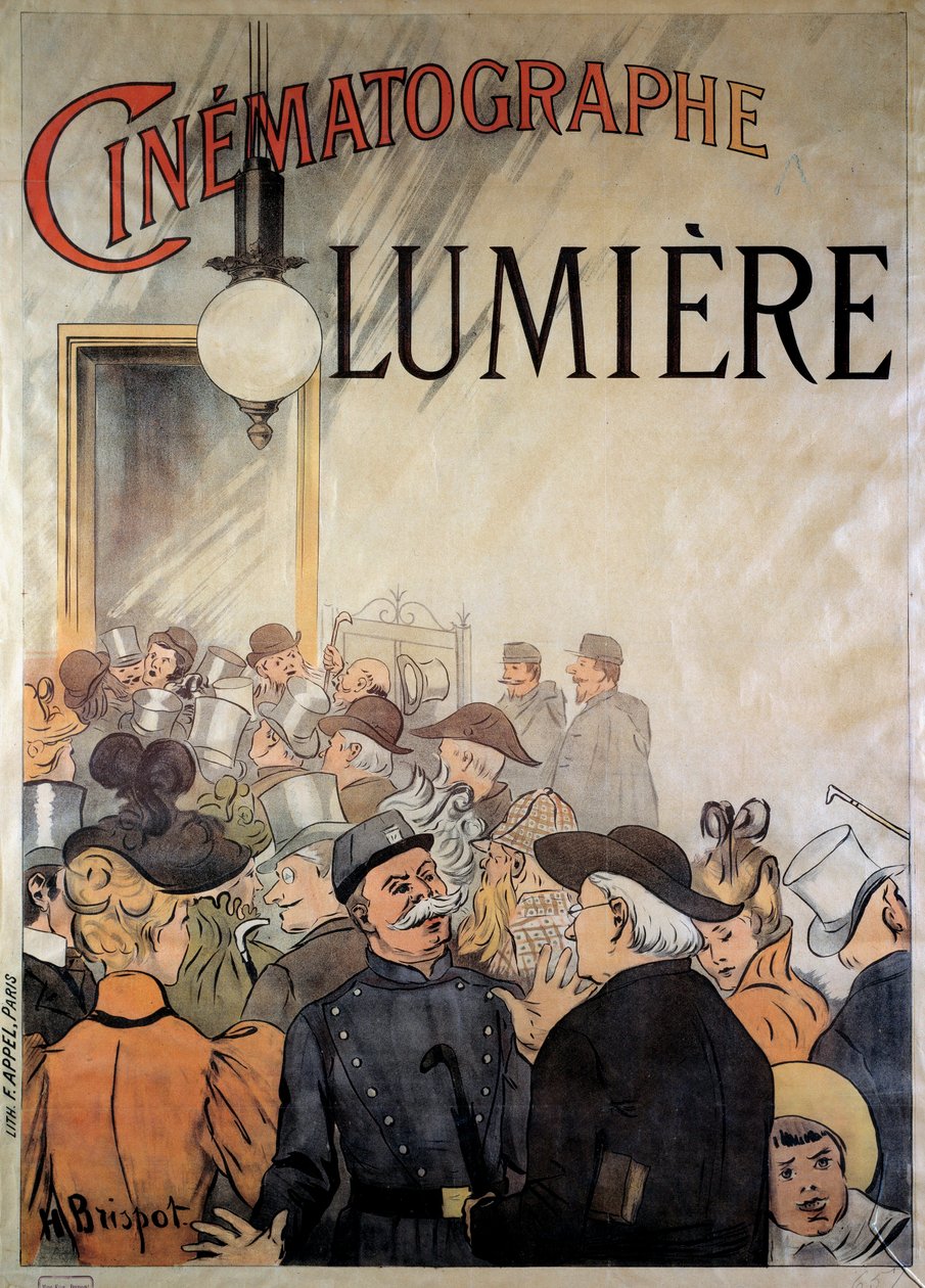 Plakat dla autora zdjęć braci Lumiere w wielkiej kawiarni w grudniu 1895 (ilustracja) autorstwa H. Brispot