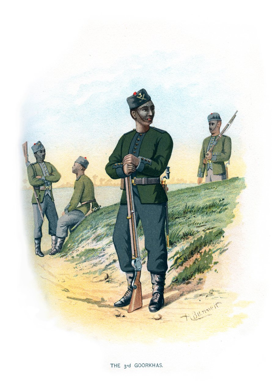 Trzeci Goorkhas, ok. 1890 r. autorstwa H. Bunnett