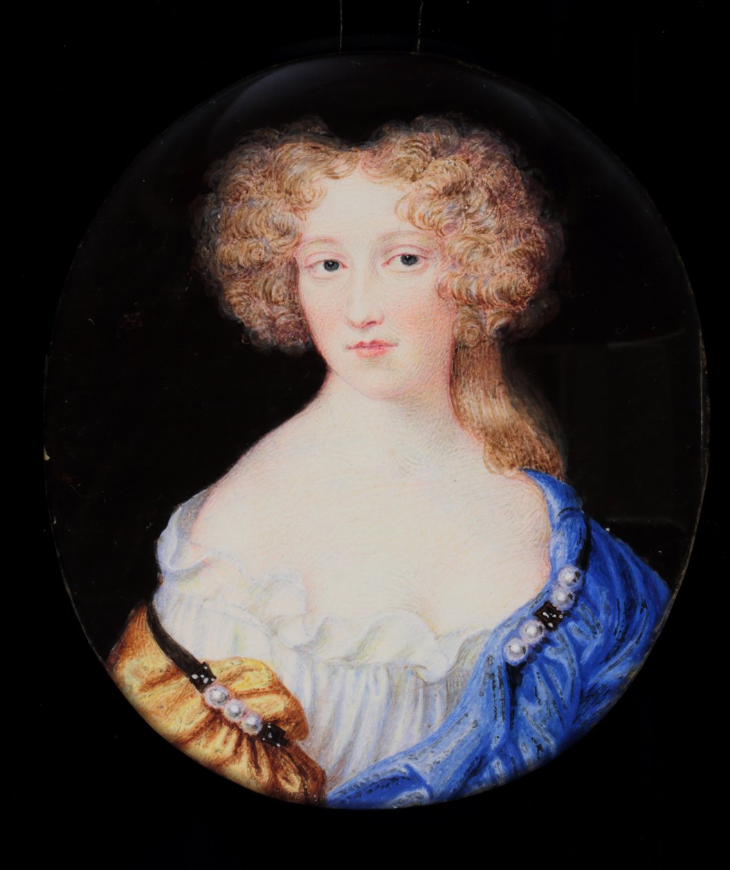 Lady Margaret Cavendish, później księżna Newcastle (akwarela na kości słoniowej) autorstwa H. Byrne