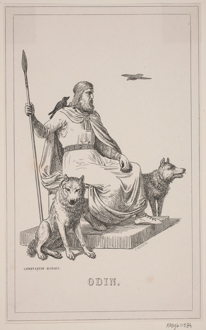 Odyn. Ilustracja do Historii Danii Fabrycjusza 1, 112. autorstwa H. C. Henneberg