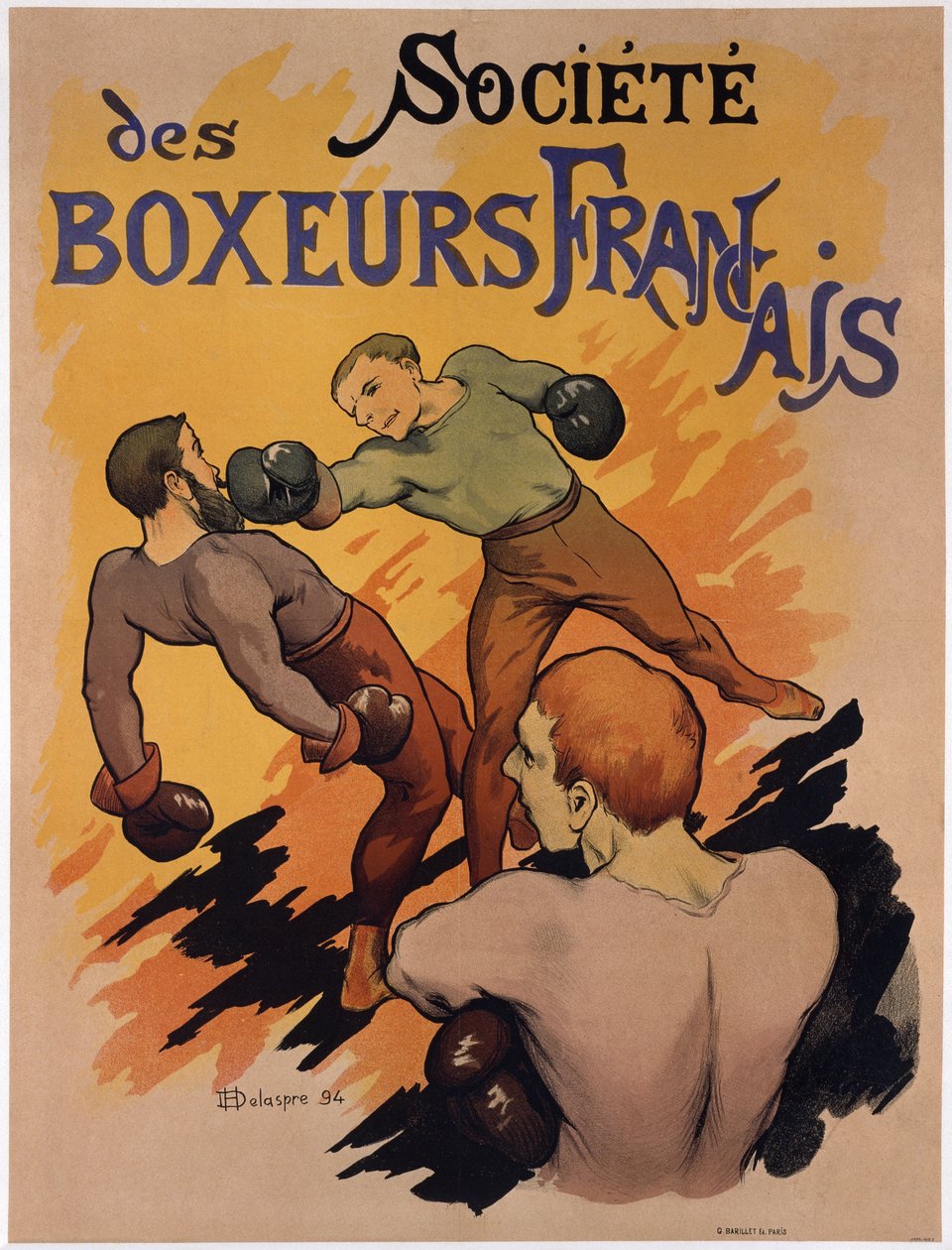 Plakat reklamujący Societe des boxeurs francais, 1894 autorstwa H. Delaspre