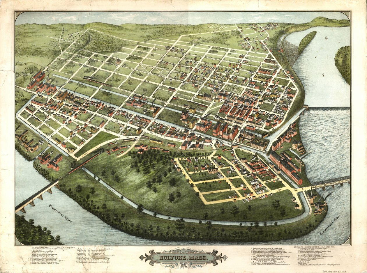 Widok z lotu ptaka na Holyoke, Mass. : 1877 autorstwa H. H. Bailey