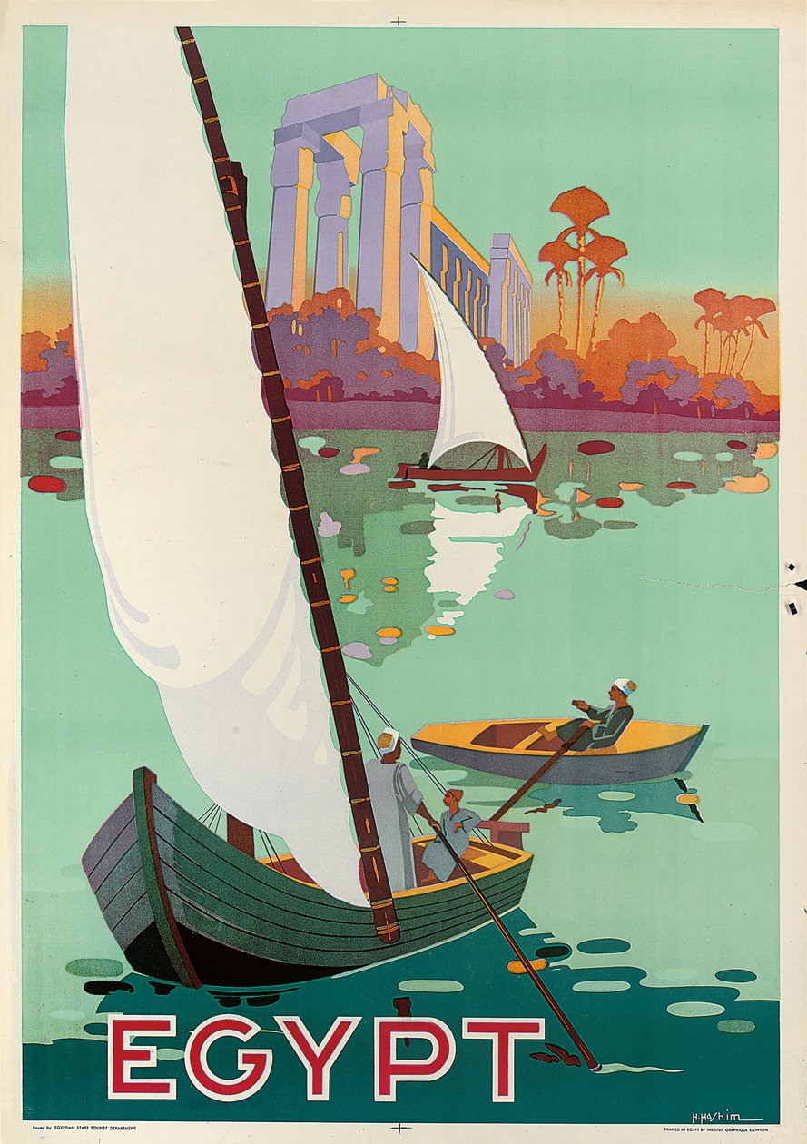 Plakat reklamujący Egipt (litografia kolorowa) autorstwa H. Hashim