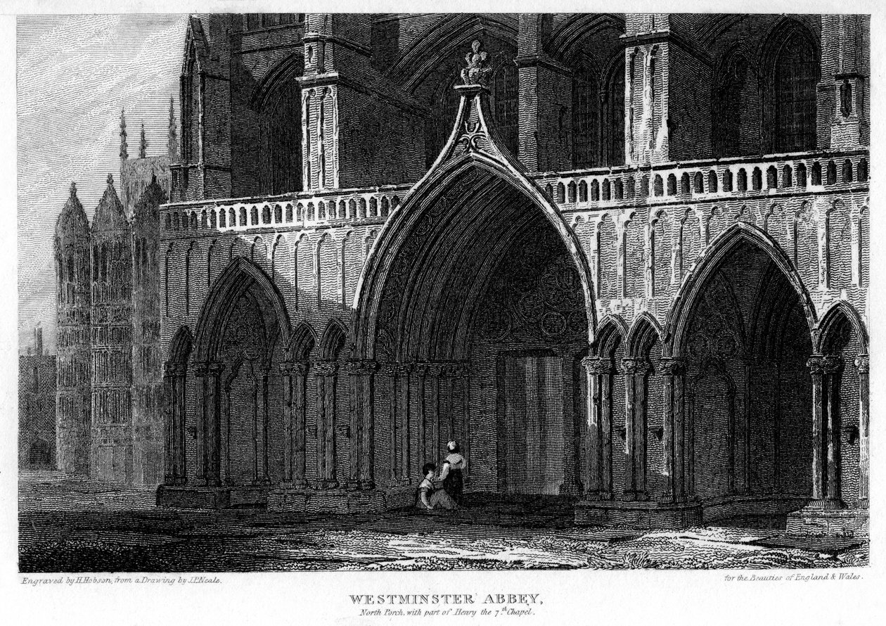 Kruchta północna z częścią kaplicy Henryka VII, Opactwo Westminsterskie, Londyn, 1815 r. autorstwa H. Hobson