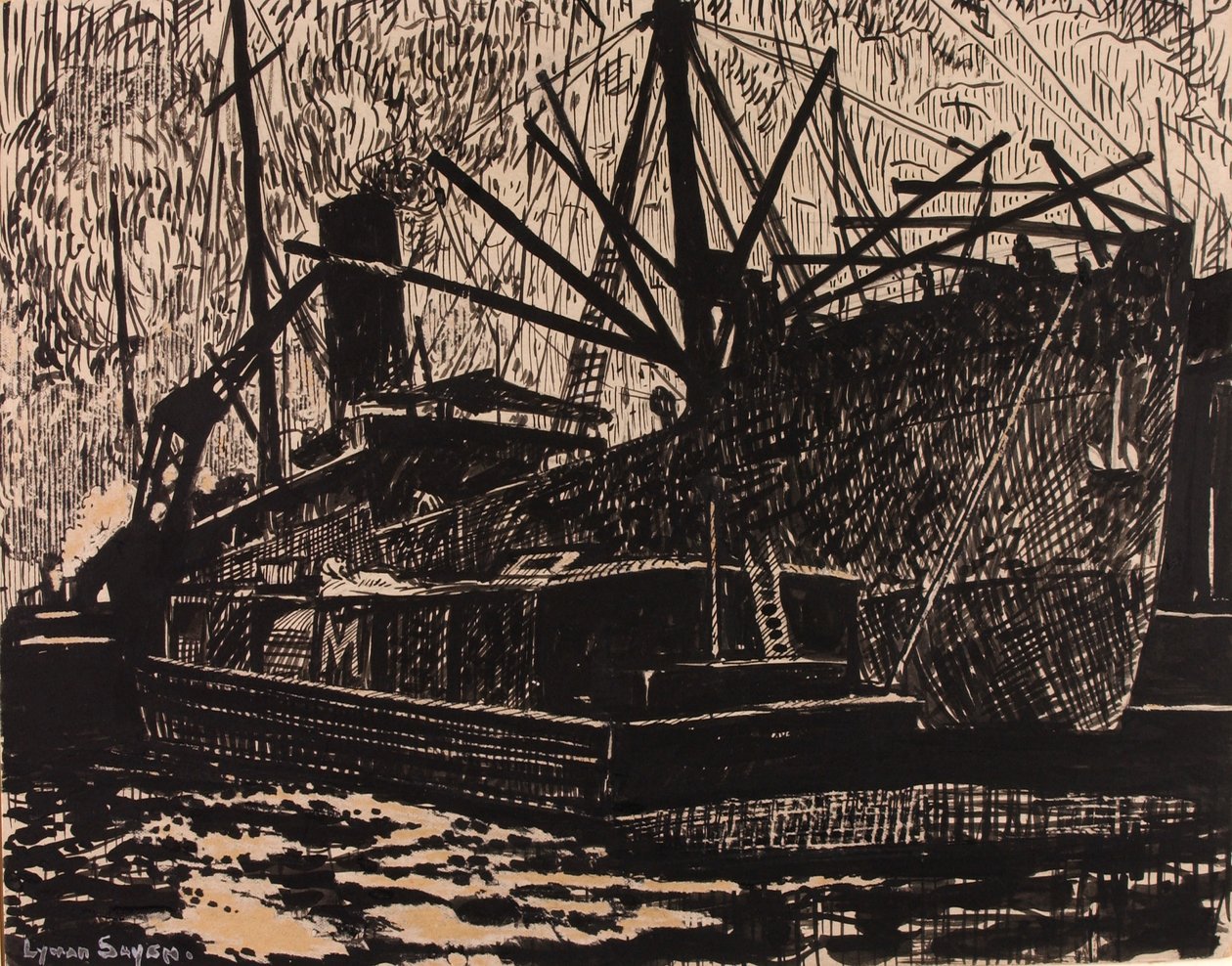 (Liner and Tug) autorstwa H. Lyman Sayen