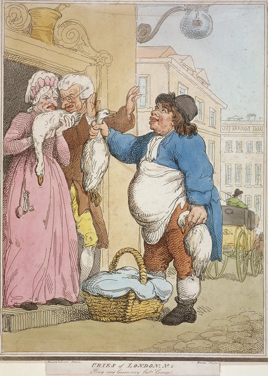„Kup moją gęś, moją tłustą gęś”, płyta II z Cries of London, 1799 autorstwa H Merke