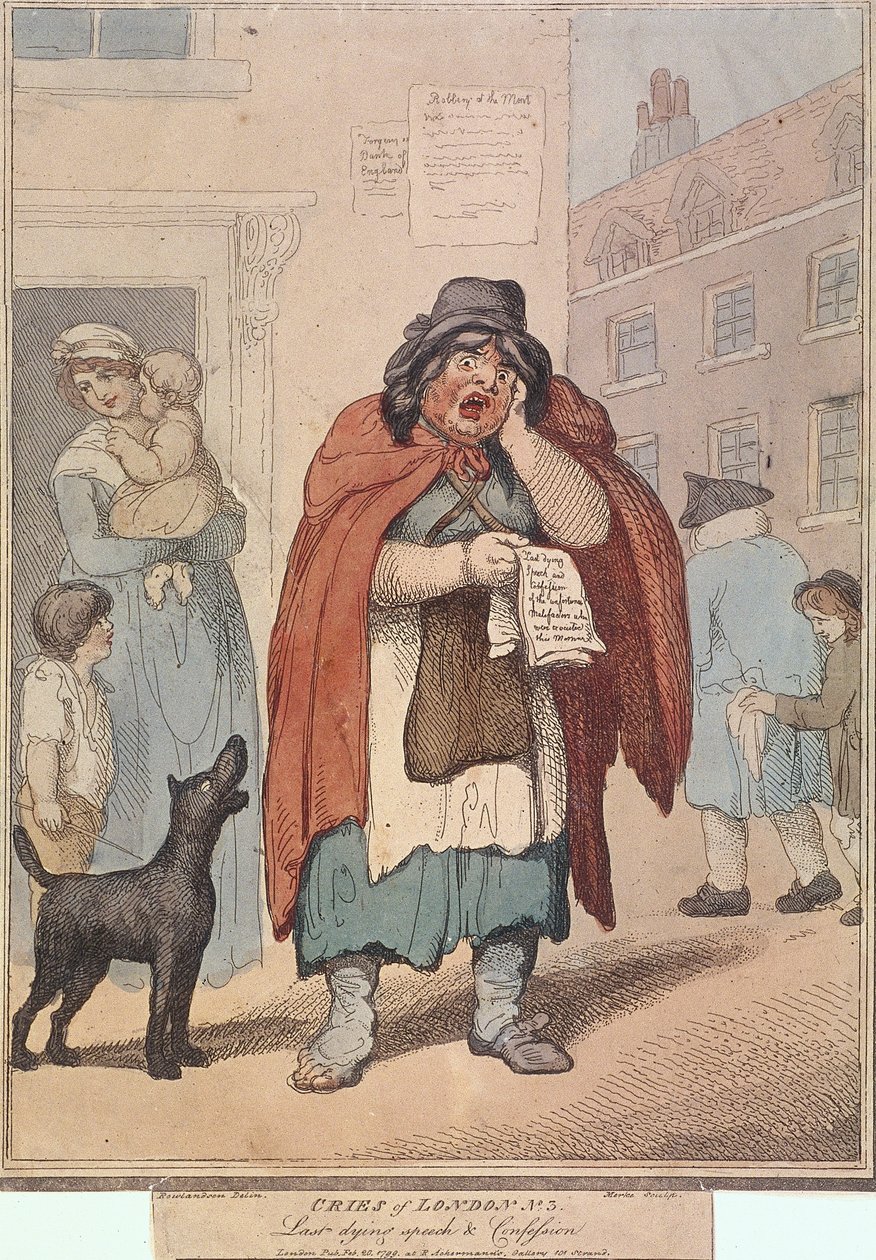 „Ostatnia mowa umierania i spowiedź”, płyta III Krzyków Londynu, 1799 autorstwa H Merke