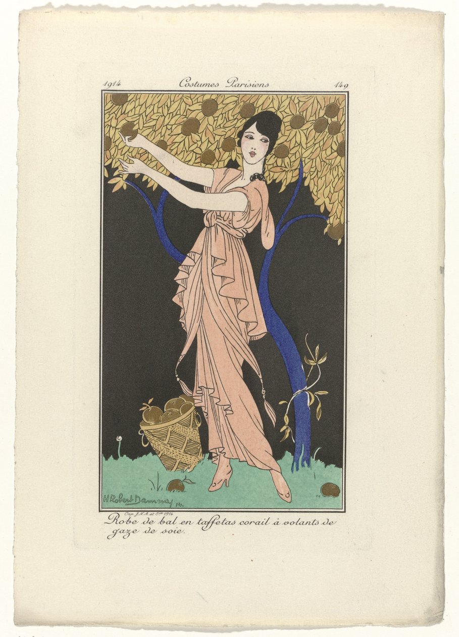 Journal des Dames et des Modes, Costumes Parisiens, 1914, nr 149: Suknia balowa (...) autorstwa H. Robert Dammy