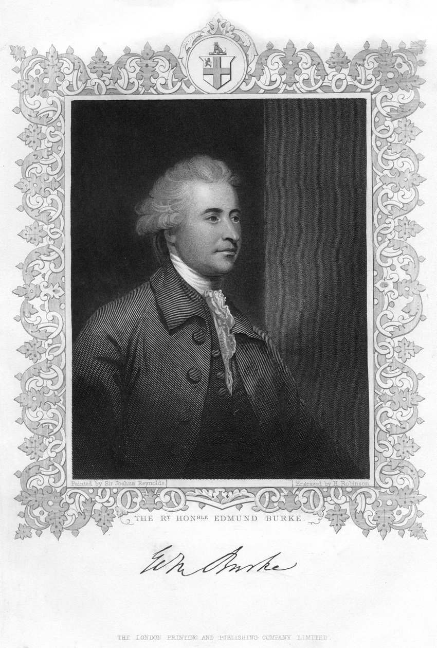 Edmund Burke, irlandzki mąż stanu, pisarz, mówca, teoretyk polityki i filozof, XIX wiek. autorstwa H. Robinson
