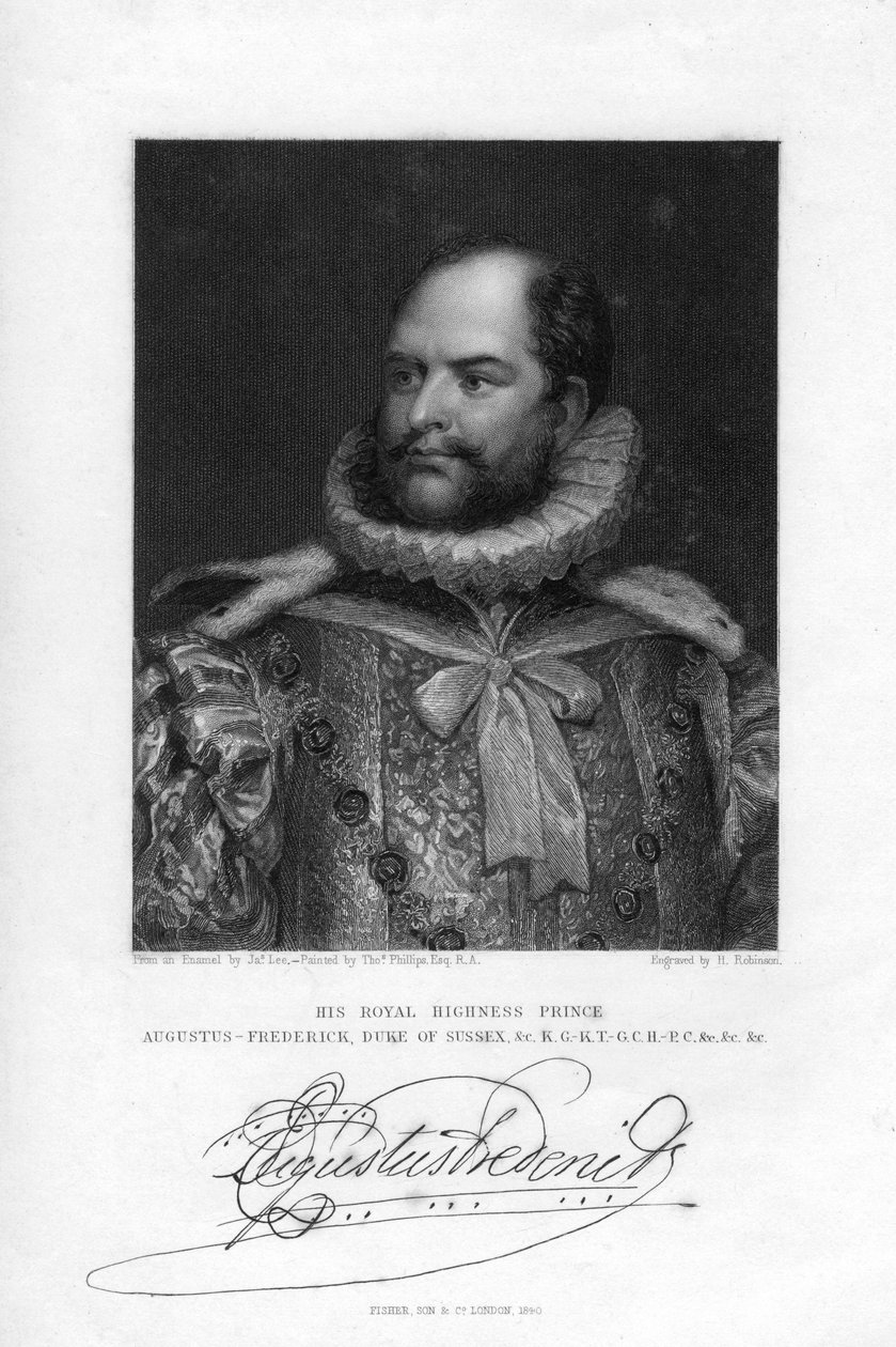 Książę August Fryderyk, książę Sussex, 1840. autorstwa H. Robinson