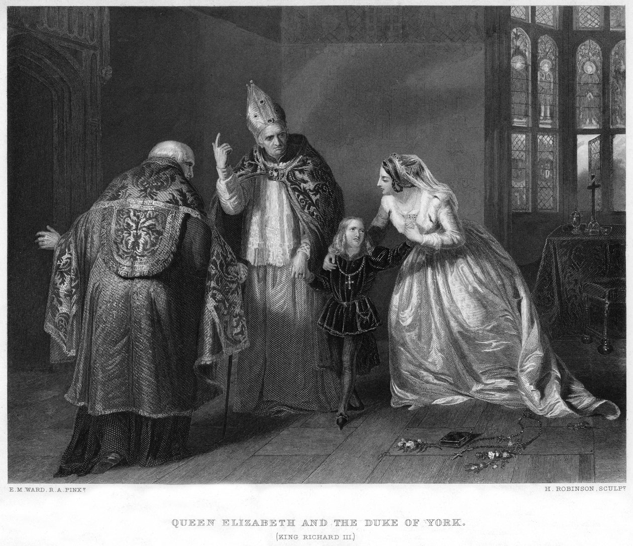 Królowa Elżbieta i książę Yorku król Ryszard III, XIX wiek. autorstwa H. Robinson