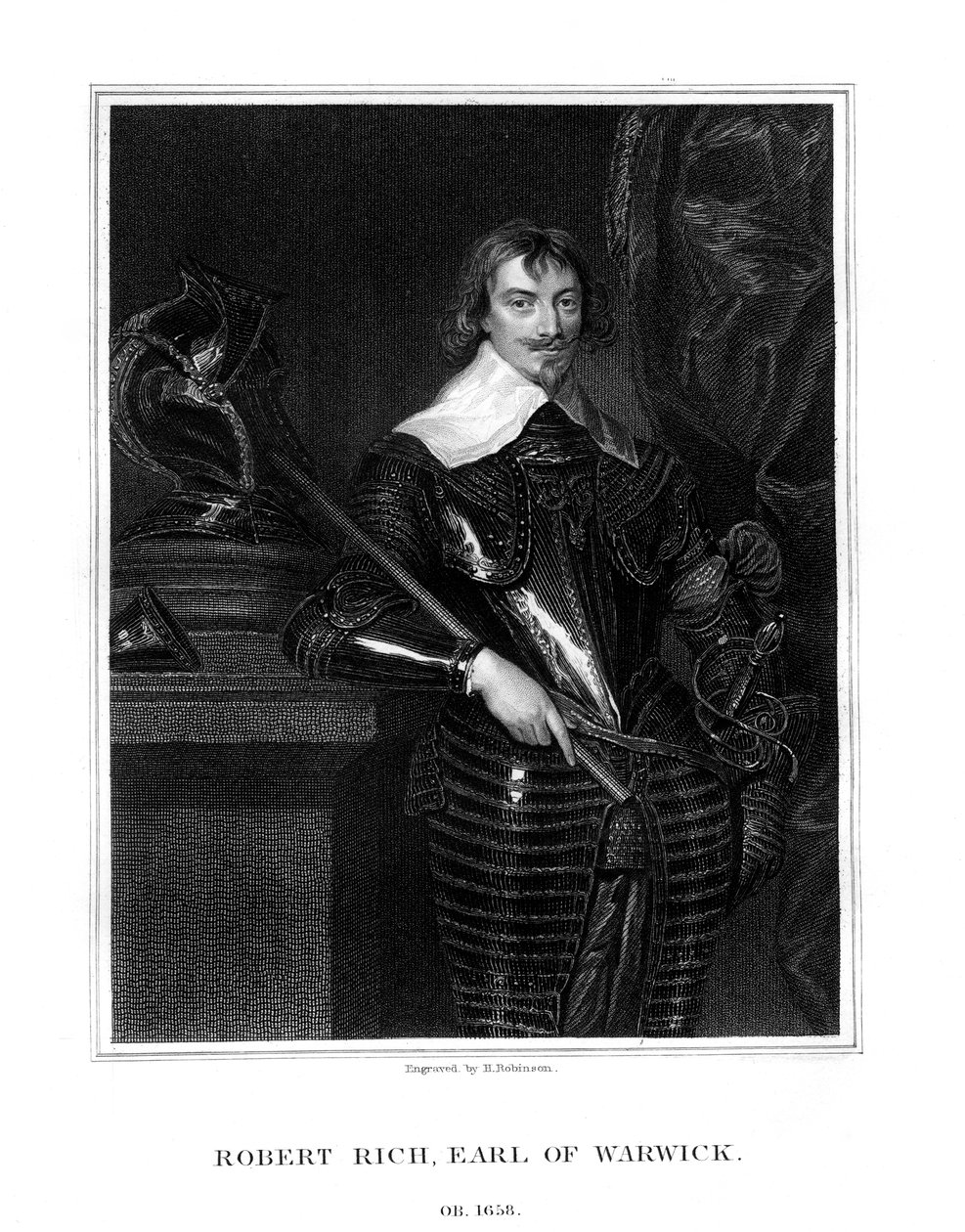Robert Rich, 2. hrabia Warwick, angielski administrator kolonialny, 1827 autorstwa H. Robinson