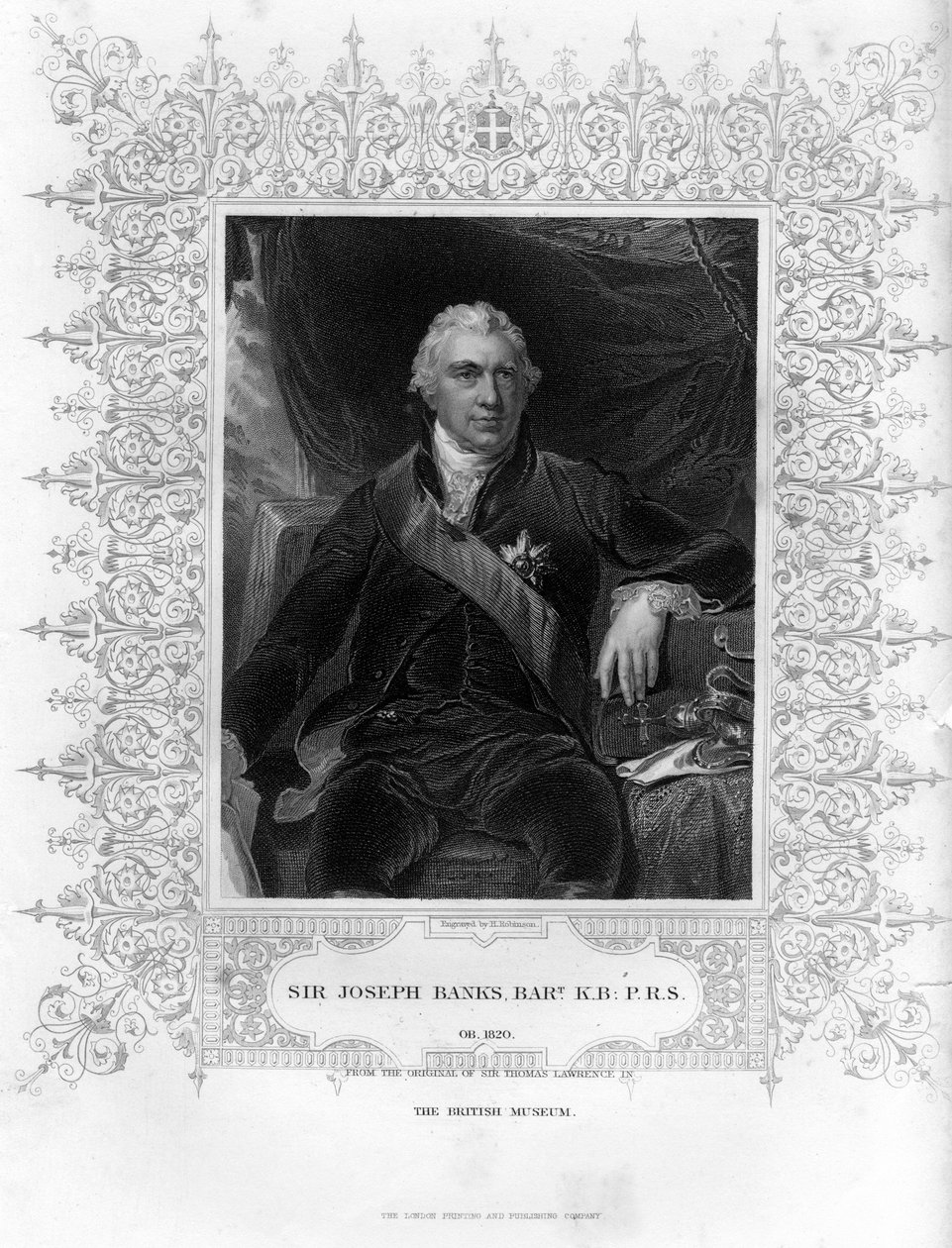 Sir Joseph Banks 1743-1820, angielski przyrodnik, botanik i mecenas nauki, XIX wiek. autorstwa H. Robinson