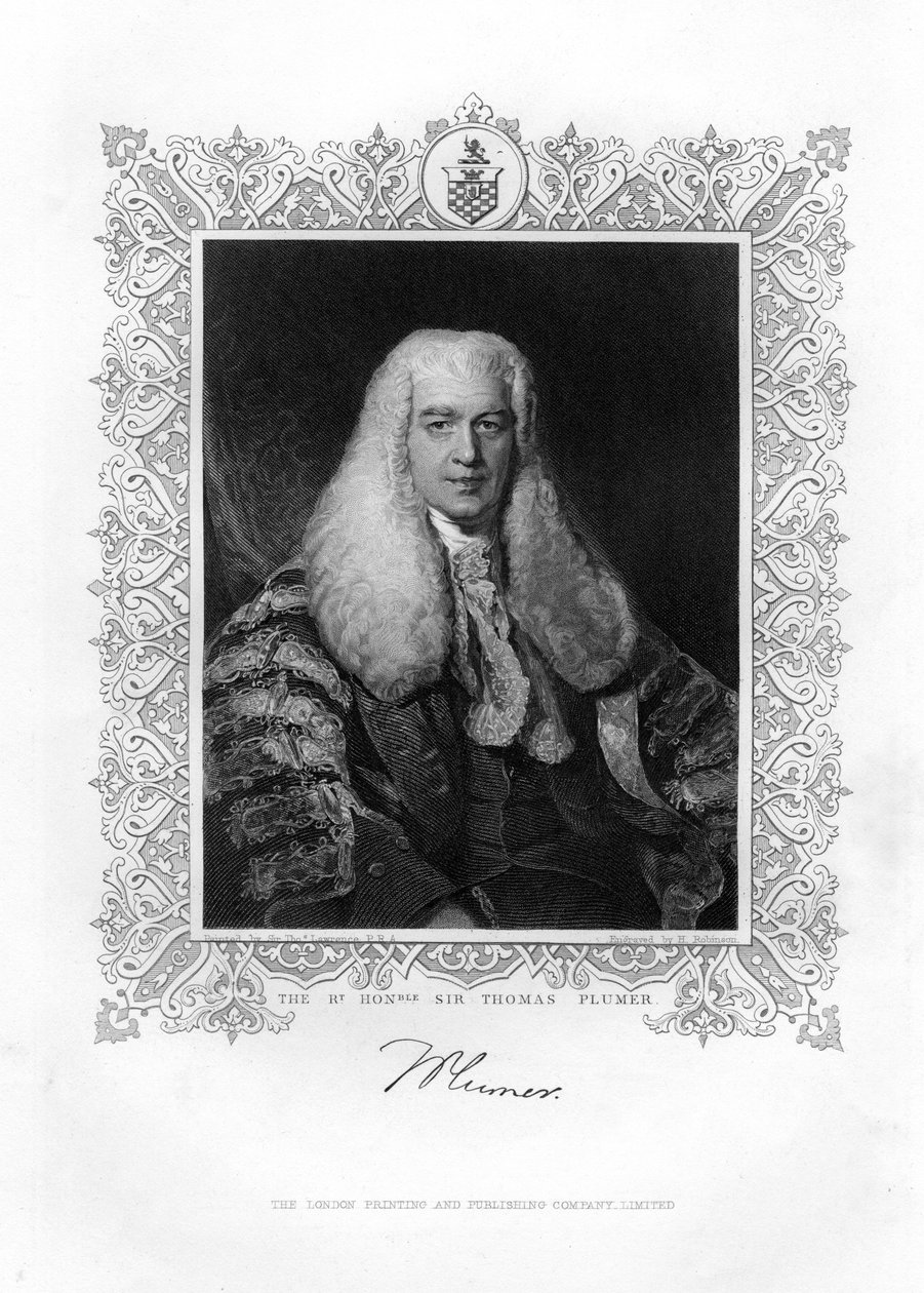 Sir Thomas Plumer 1753-1824, brytyjski sędzia i polityk, XIX wiek. autorstwa H. Robinson