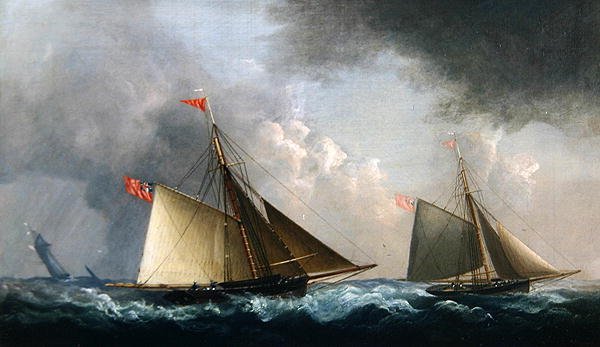 Cutter Yachts Racing (olej na płótnie) autorstwa H. Sargeant