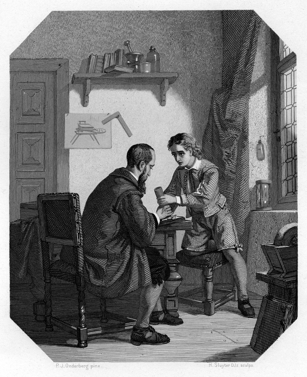 Hans Jansen i jego syn Sacharias, c1870 autorstwa H. Sluyter