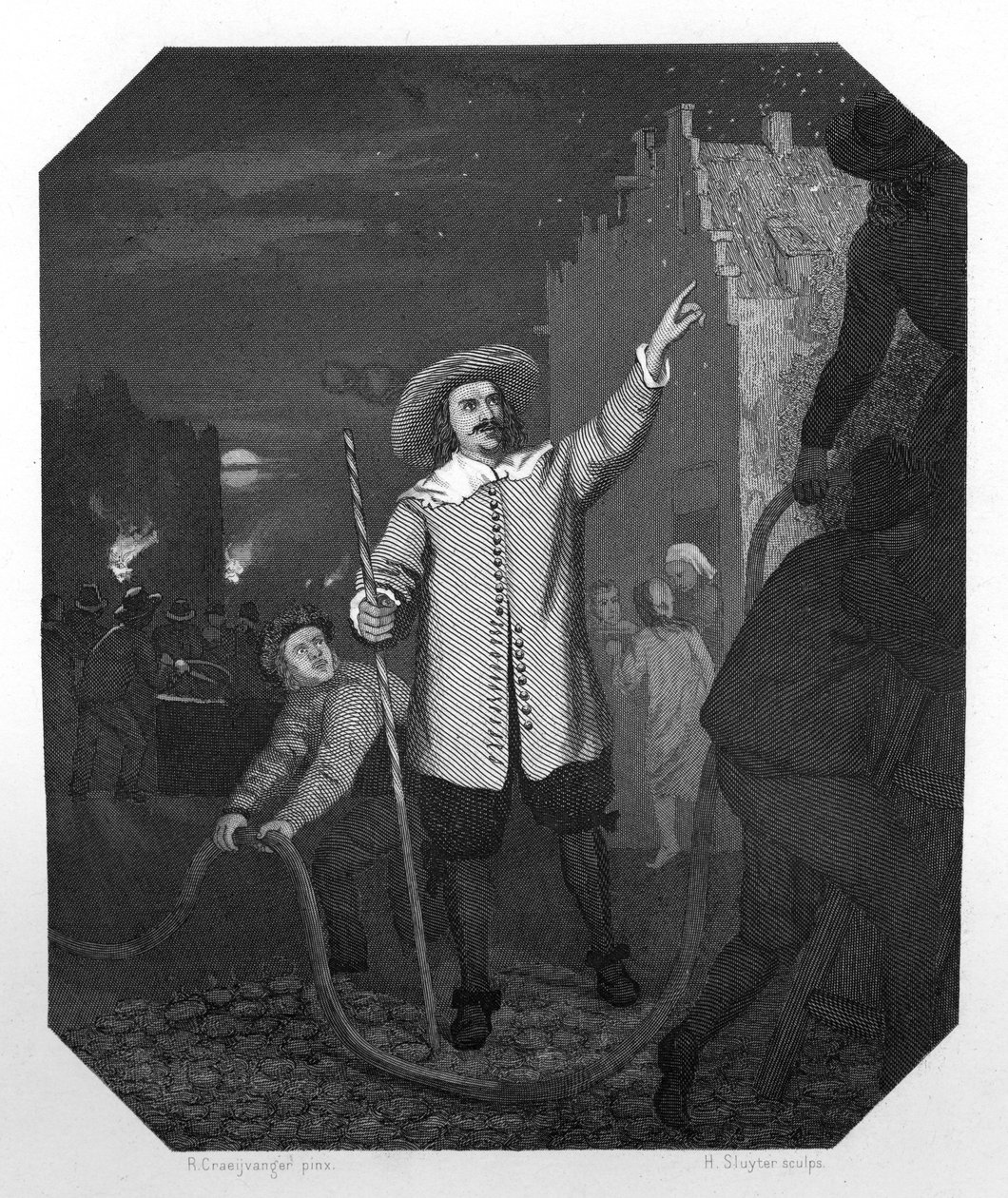 Jan van der Heyden , holenderski malarz epoki baroku, rysownik, grafik i wynalazca, c1870 autorstwa H. Sluyter
