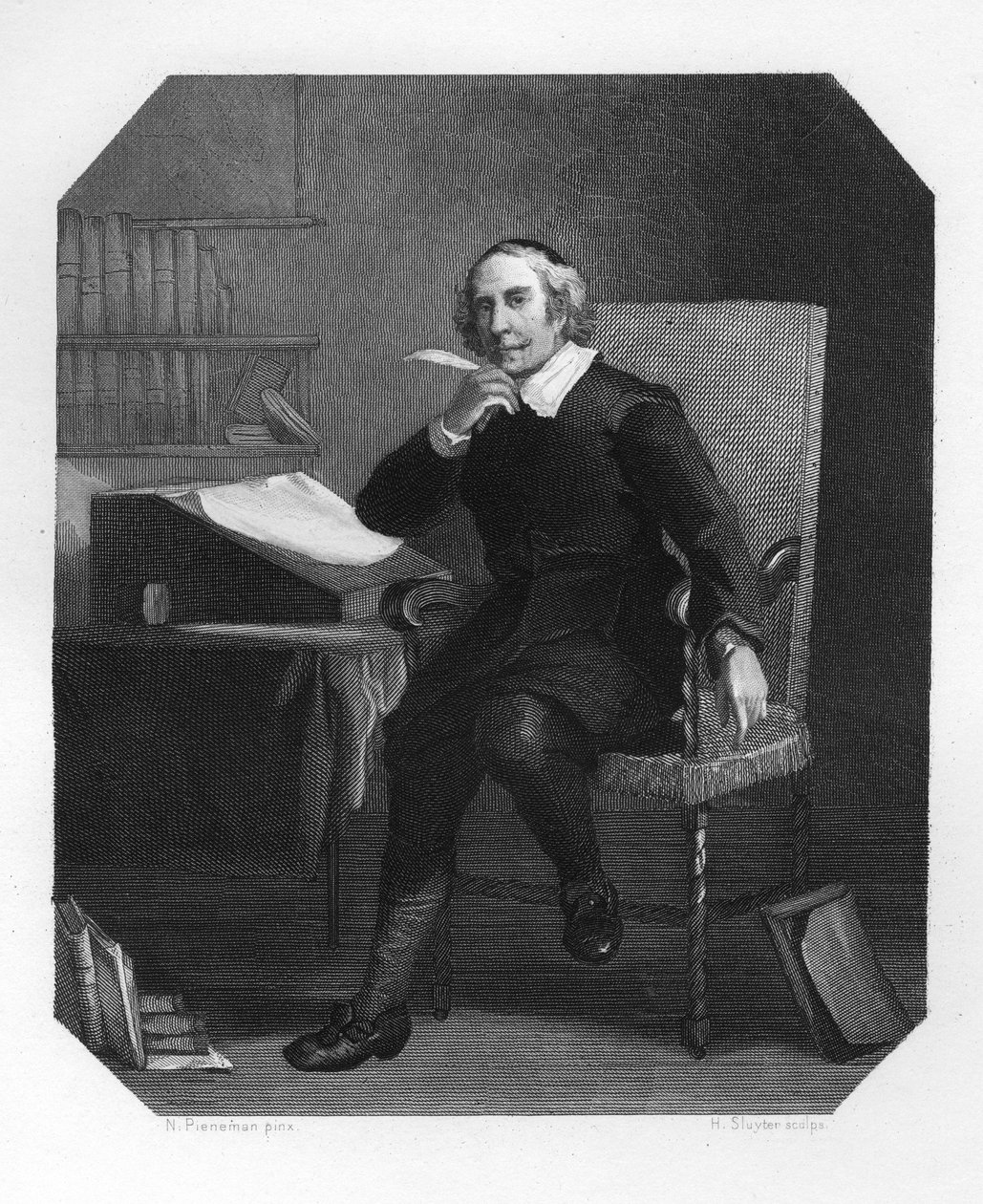 Joost van den Vondel, XVII-wieczny holenderski poeta i dramaturg, c1870. autorstwa H. Sluyter