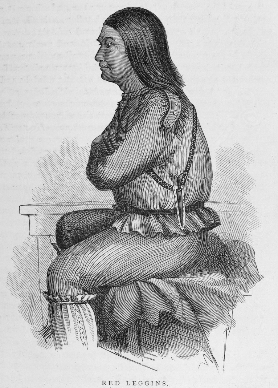 Czerwone Legginsy, szef Fort Yukon, z „Alaski i jej zasobów”, autorstwa Williama H. Dalla, grawerowane przez Johna Andrew, wyd. 1870 autorstwa H. W., Elliot