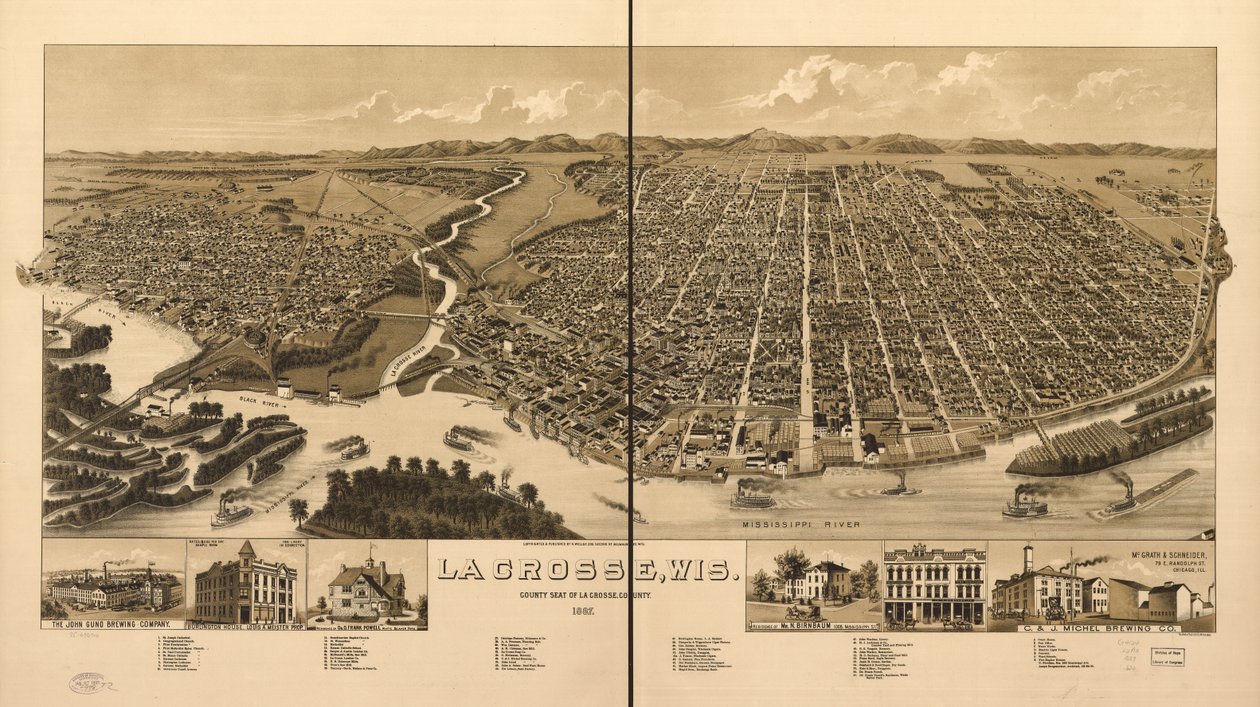 La Crosse, Wis., siedziba hrabstwa La Crosse 1887 autorstwa H. Wellge