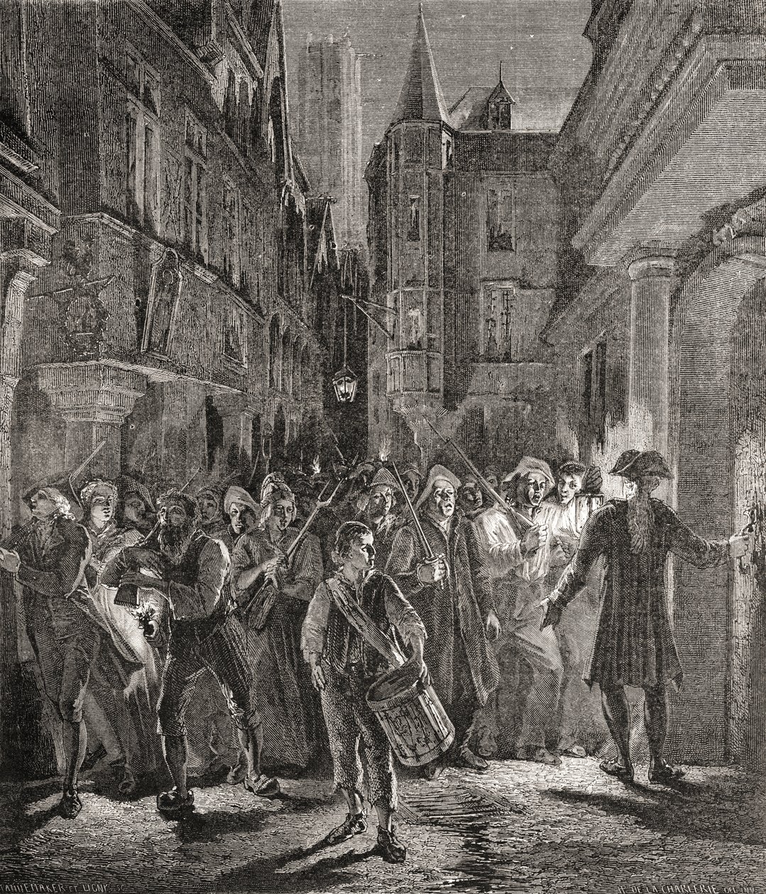 Paryż strzeżony przez ludzi, ryty Pannemaker-Ligny (grafika) autorstwa H. de la (after) Charlerie