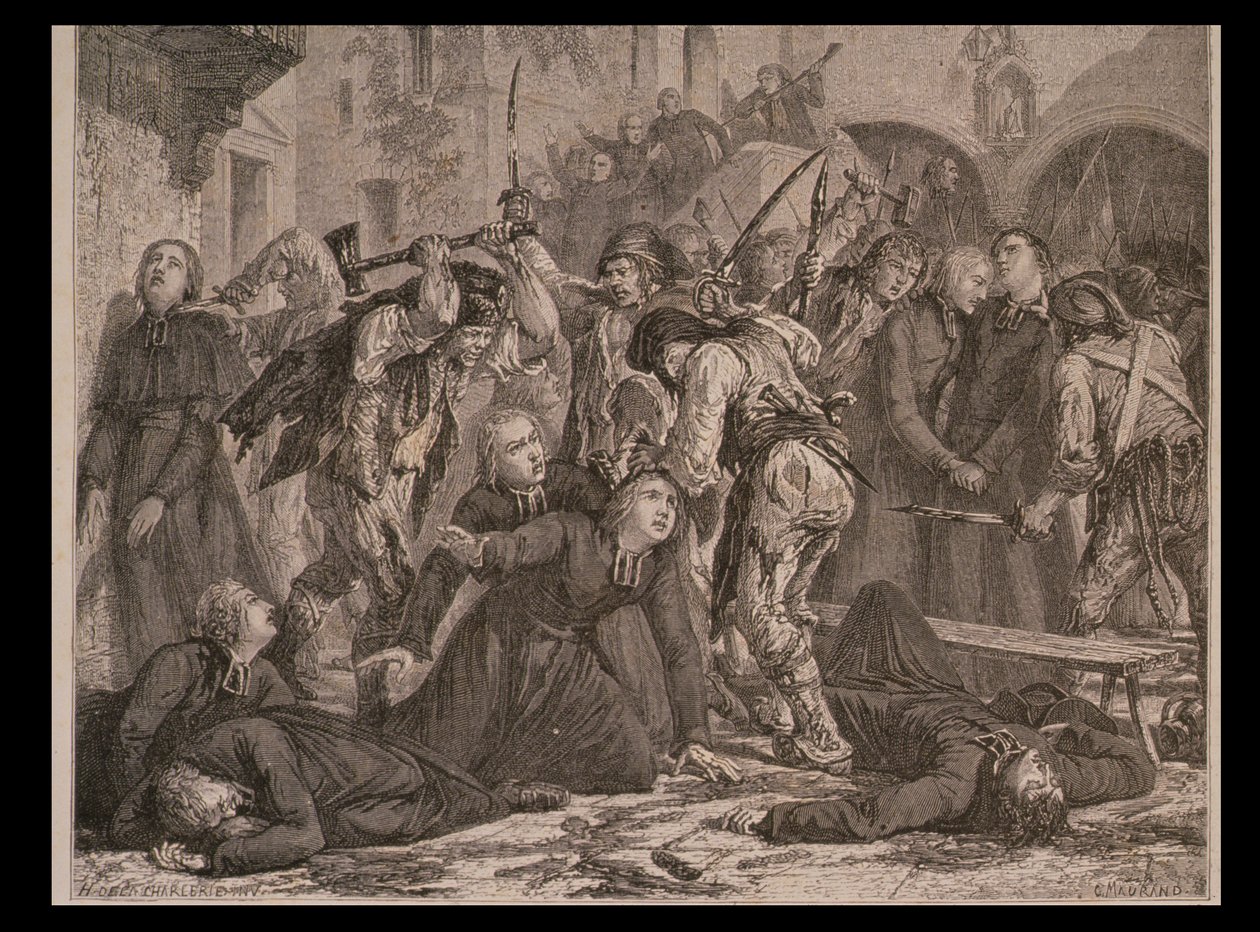 Masakra kapłanów we wrześniu 1792 r., ryty przez Charlesa Maurand autorstwa H. de la Charlerie
