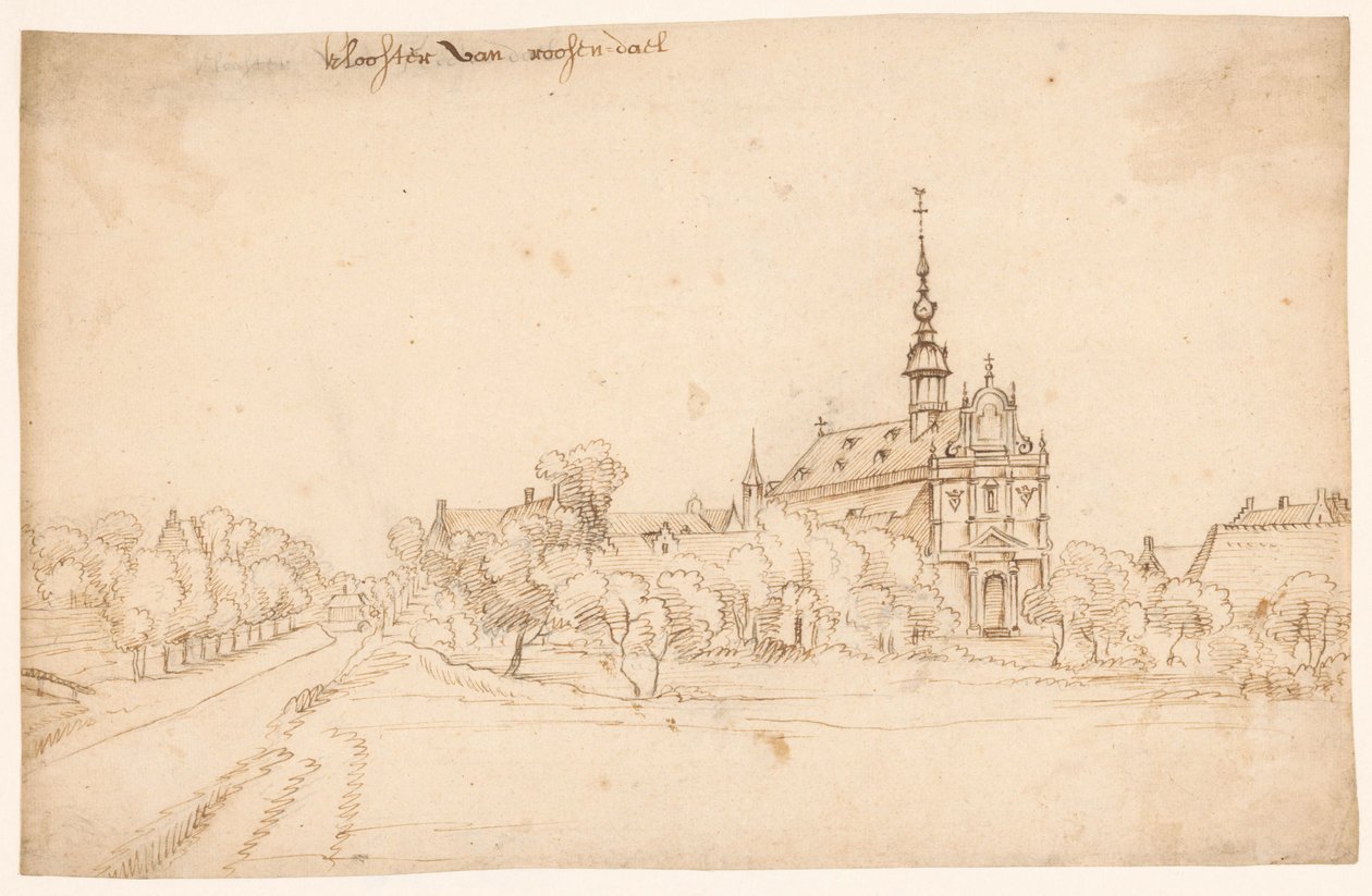 Klasztor Roosendael w Walem, między drzewami autorstwa H. van Wel (attributed to)