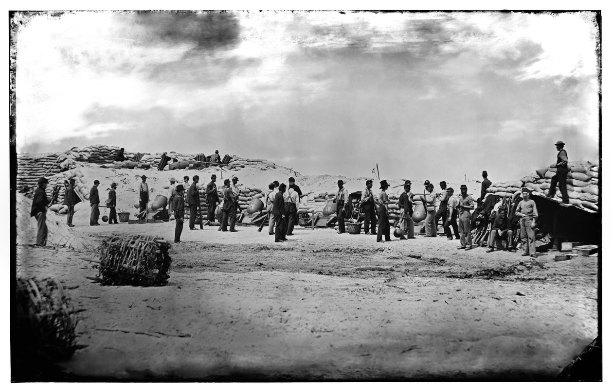 Moździerze Union w Battery Weed na Morris Island w Południowej Karolinie, 1863 autorstwa Haas and Peale