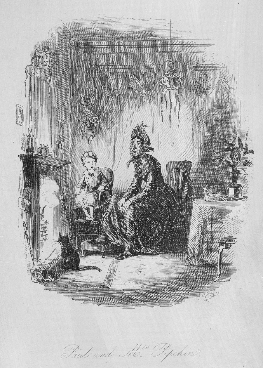 پاول او میرمن پیپچین، د چارلس ډیکنز (1812-70) لخوا د "ډومبي او زوی" څخه بیلګه، لومړی ځل په 1848 کې خپور شو autorstwa Hablot Knight Browne