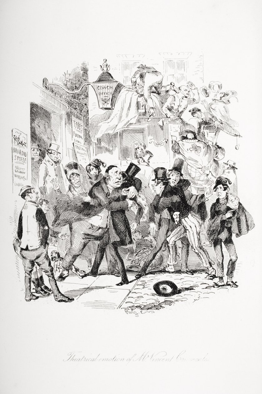 Teatralne emocje pana Vincenta Crummlesa, ilustracja z „Nicholas Nickleby” Charlesa Dickensa (1812-70) opublikowana w 1839 r. autorstwa Hablot Knight Browne