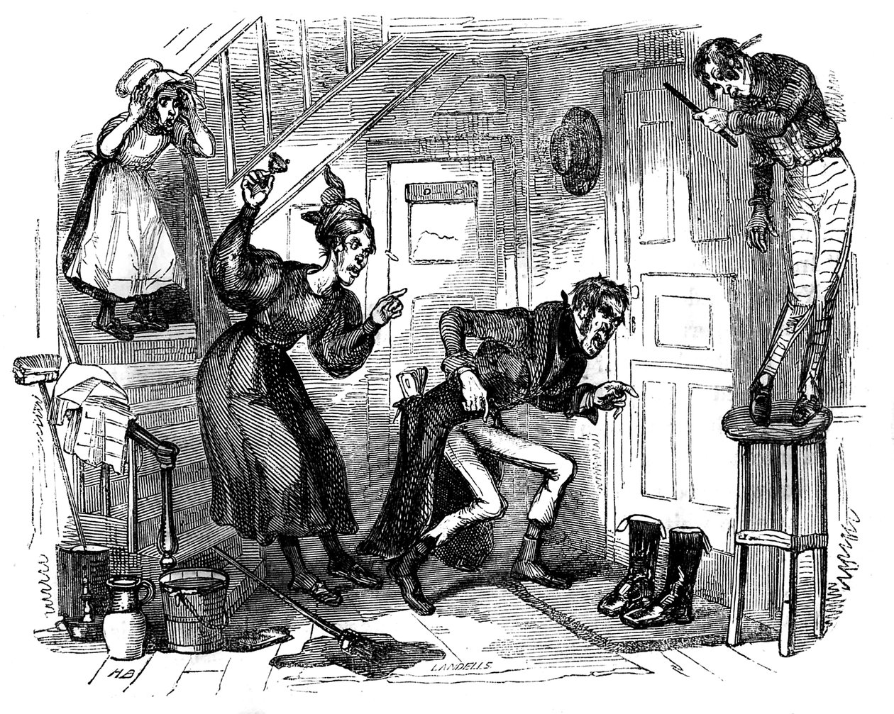 „The Old Curiosity Shop” Karola Dickensa autorstwa Hablot Knight Browne