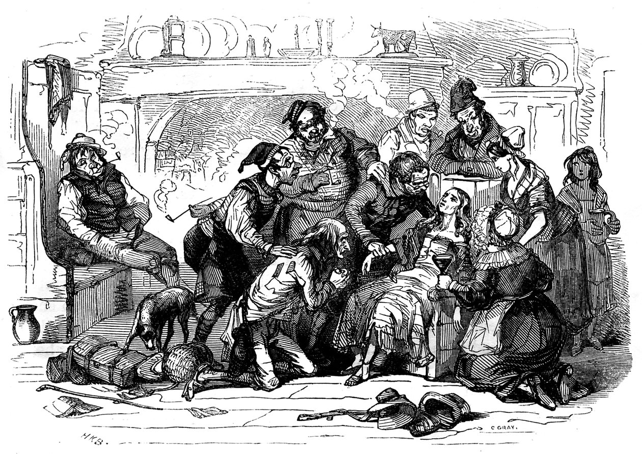 „The Old Curiosity Shop” Karola Dickensa autorstwa Hablot Knight Browne