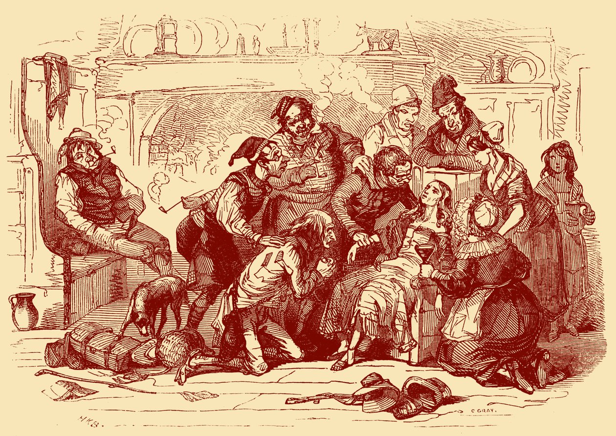 „The Old Curiosity Shop” Karola Dickensa autorstwa Hablot Knight Browne